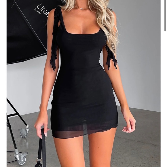 NWT White Fox Mini Black Dress - Picture 2 of 4